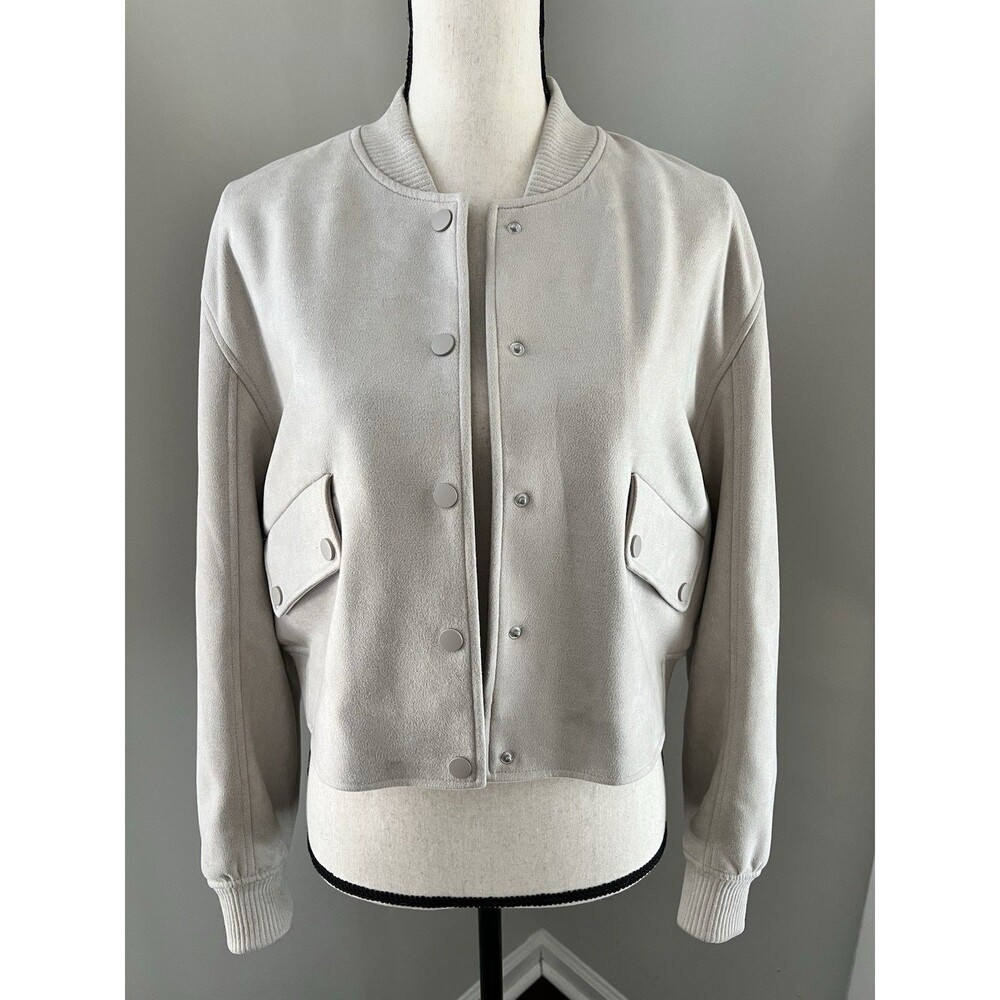 BLANKNYC Faux Suede Bomber Jacket Light Taupe Size Small EUC